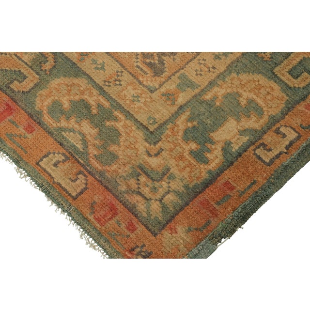 Antique Oushak Runner in Golden-Beige With Geometric Medallions - Rug & Kilim For Sale In New York - Image 6 of 8