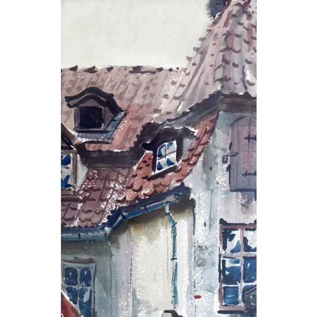 1960s Janis Brekte, Town, 1965, Watercolor on Paper For Sale - Image 5 of 10