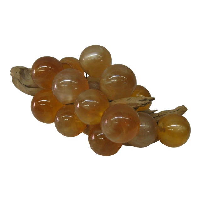 Yellow Lucite Grapes on Driftwood Stem For Sale