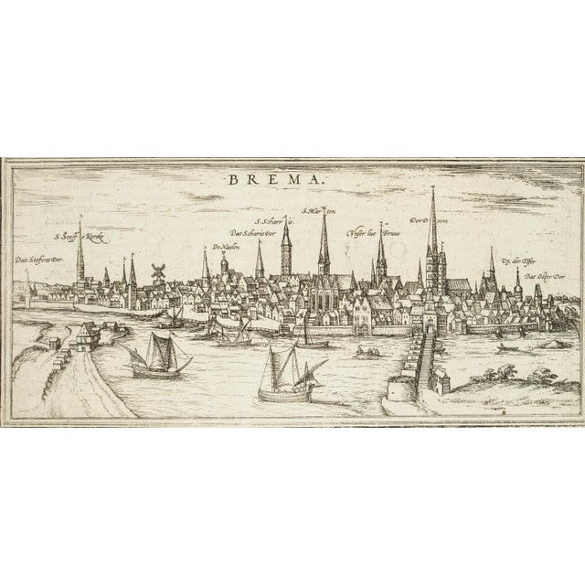Braun g. And hogenberg f., brema, from the collection ''civitates orbis terrarum'', cologne, t. Graminaeus, 1572-1617....