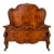 Antique French Louis XV Style Flame Mahogany Twin Bed Frame With Gilt Carved Accents For Sale