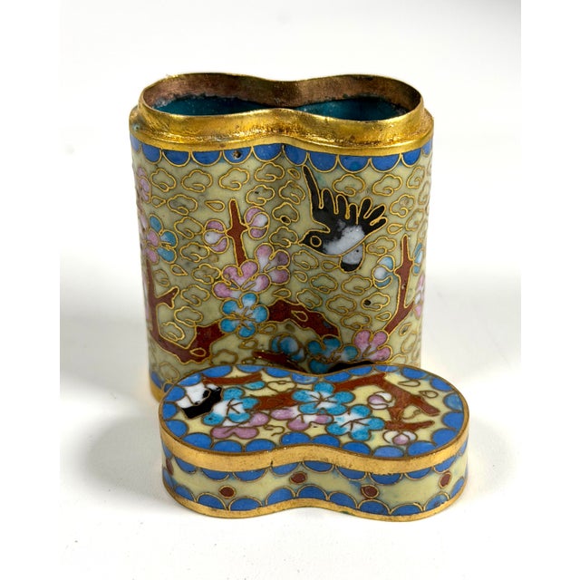 Vintage Chinese Cloisonné Small Canister Jar Set - 8 Canisters W/ Original Box For Sale - Image 10 of 17
