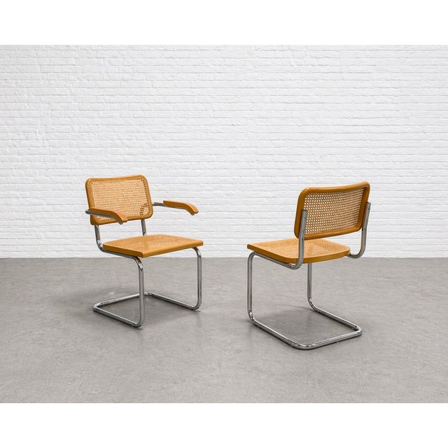 Wood Marcel Breuer Cesca Styled Mid Century Modern Dining Chairs, a Pair For Sale - Image 7 of 11