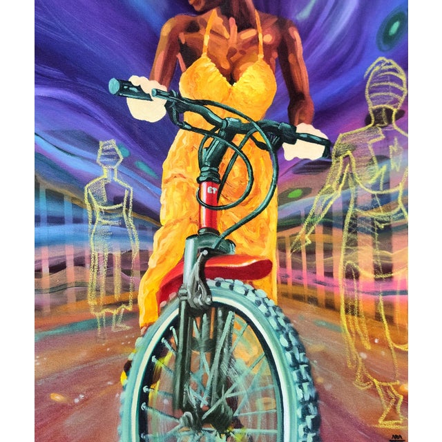 Ghost Town: Acrylic and Oil Pastel Painting on Paper For Sale - Image 4 of 4