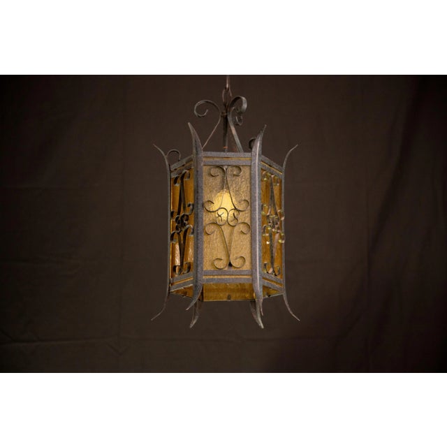 Metal Vintage Italian Iron and Glass Lantern, 1960s For Sale - Image 7 of 11