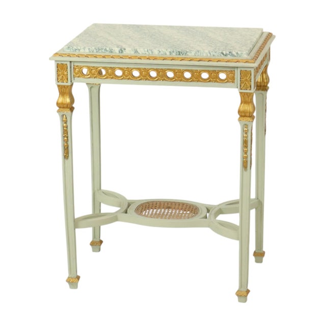 Antique Louis XVI Gilded Console Side Table in Green Marble, 1890s For Sale - Image 15 of 18