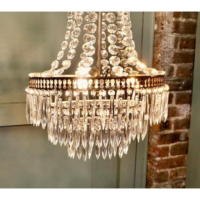 Large French Empire Tent and Waterfall Chandelier, 1930 For Sale - Image 6 of 9
