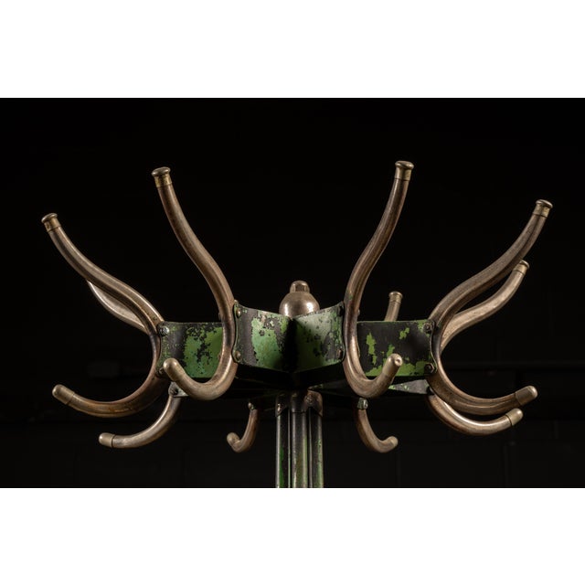 Antique Chippy Barber Shop Coat Rack in Green For Sale - Image 4 of 9