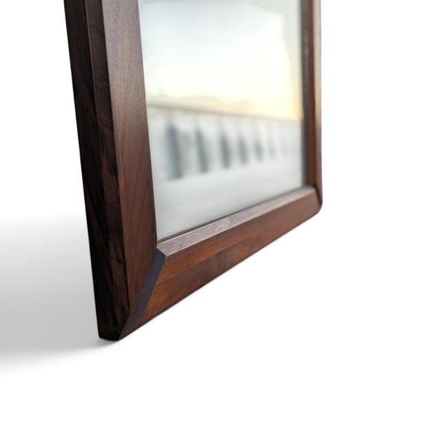 Brown Pair of Brown-Saltman Mid-Century Modern Walnut Wall Mirrors, 1950s For Sale - Image 8 of 14