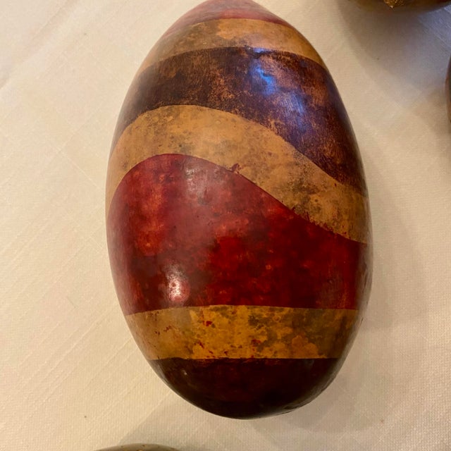 Vintage Hand Painted Decorative Gourds African Inspired Folk Art, a Set of 7 For Sale - Image 4 of 9
