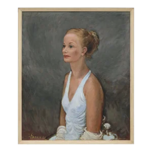 Portrait of a Woman in White Dress by Antonio Sotomayor