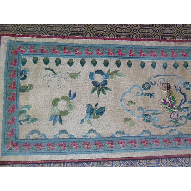 Set of 3 Asian Antique Embroidery Textile Art Framed Early 20th Century China For Sale In Miami - Image 6 of 12