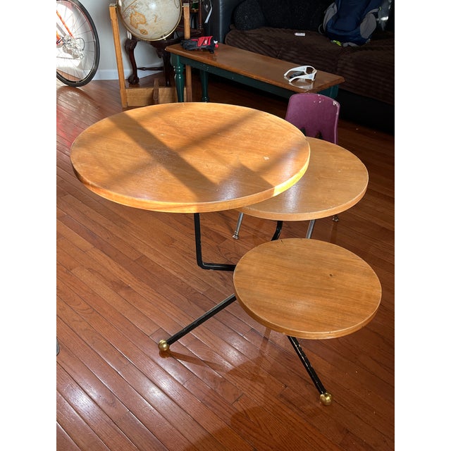 1950s 1950’s Atomic Era Large Spider Frame 3 Tier Coffee / Cocktail Table. Top Tier Measuring 24” Across For Sale - Image 5 of 12