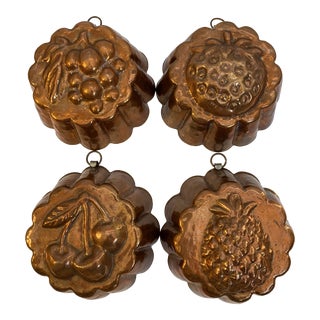 Vintage French Fruit Copper Jello Molds - Set of 4 For Sale