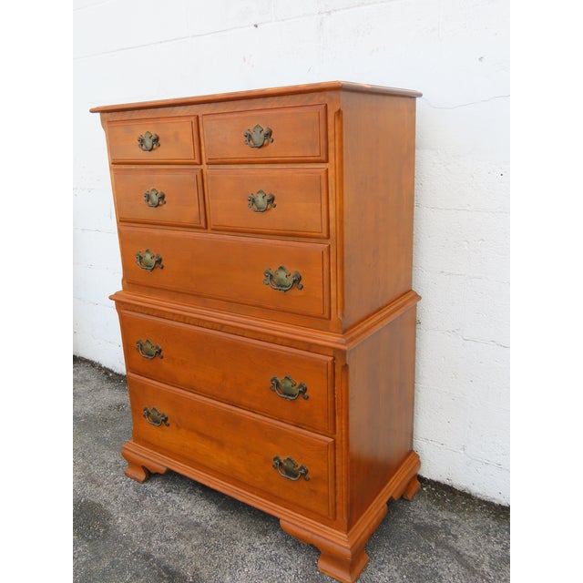 Ethan Allen Solid Maple Tall Chest of Drawers 6323a For Sale - Image 15 of 17