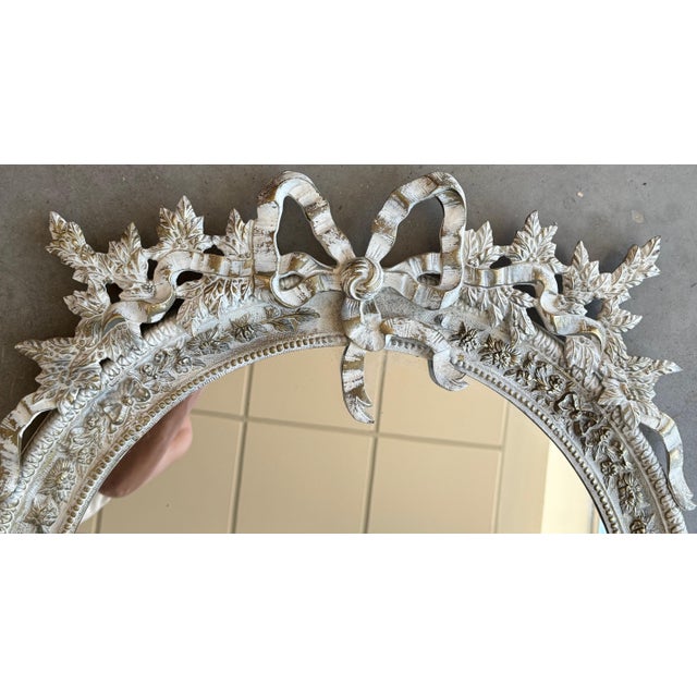 Late 19th Century Round French Rococo Gilted & White Bronze Wall Mirror For Sale - Image 10 of 18