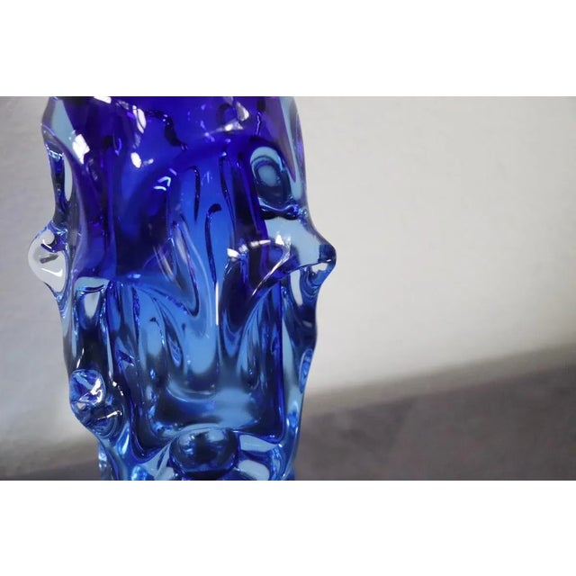 Art Glass Blue Vase in Blown Glass attributed to Börne Augustsson, 1940s For Sale - Image 6 of 13