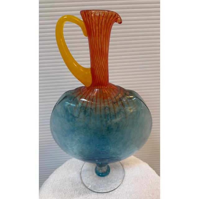 Postmodern Circa 1989 Kjell Engman for Kosta Boda Bon Bon Art Glass Pitcher + Goblet, Set For Sale - Image 3 of 12