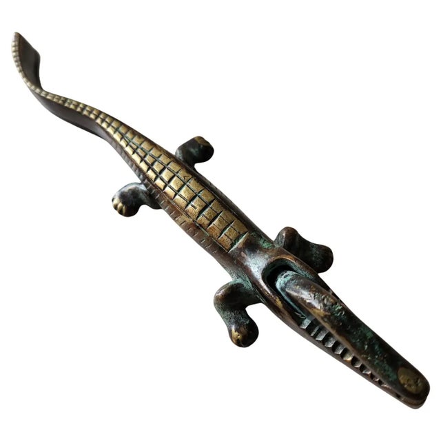 Metal 1950s European Bronze Crocodile Nutcracker Walter Bosse Style Auböck For Sale - Image 7 of 9