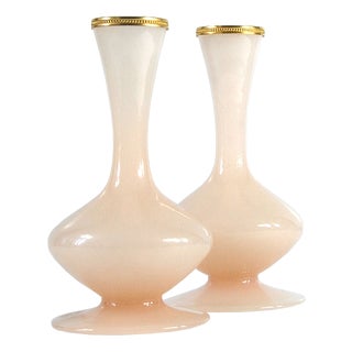 Pink Opaline Glass Vases from Nason, 1960s, Set of 2 For Sale