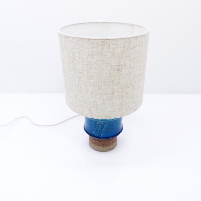 Blue Stoneware Table Lamp by Inger Persson for Rörstrand, Sweden, 1960s For Sale - Image 3 of 8