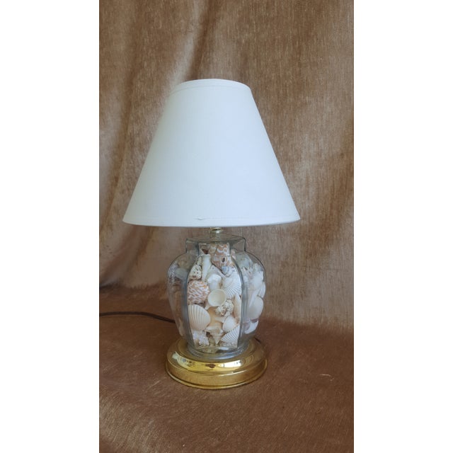 Vintage Seashell Filled Glass Ginger Jar Table Lamp With ...