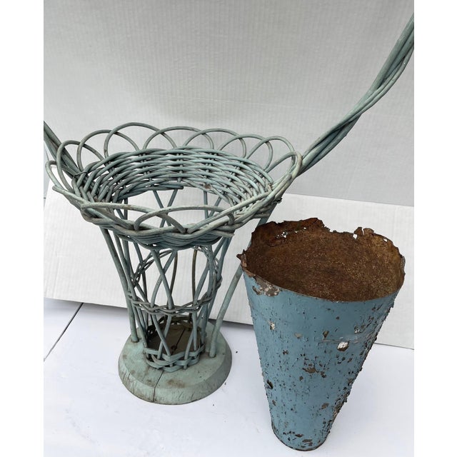 Early 20th Century Antique Victorian Floral Wicker Basket For Sale - Image 5 of 8