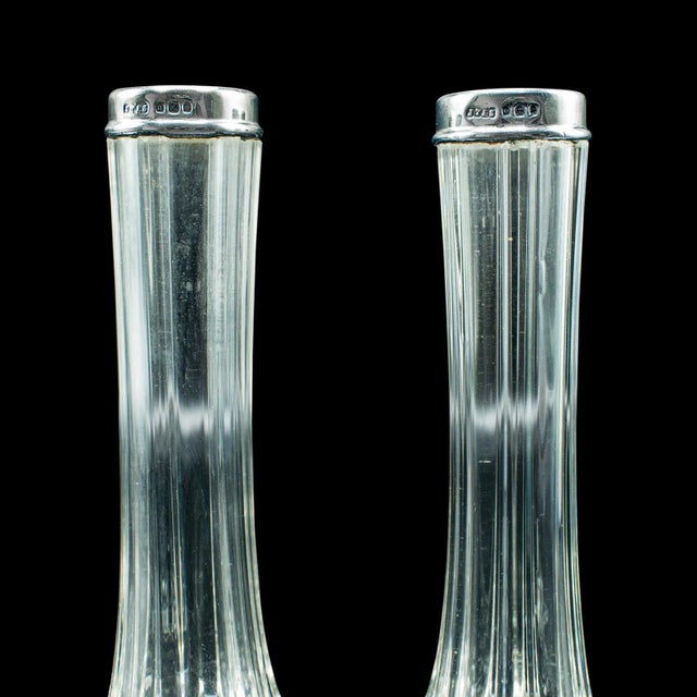 Silver 1901 Pair of Antique Victorian English Silver Breakfast Stem Vases For Sale - Image 8 of 10