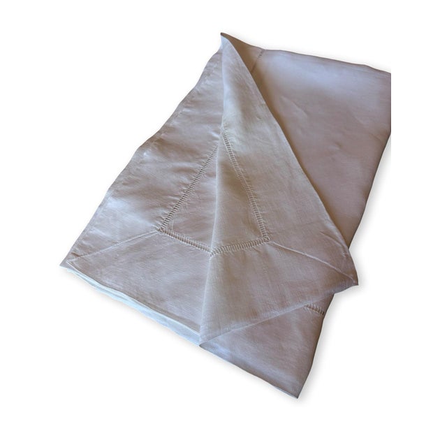 Antique French Fine Linen Top Sheet, Handworked Ladderwork With Mitered Corners, No Monogram For Sale - Image 9 of 9