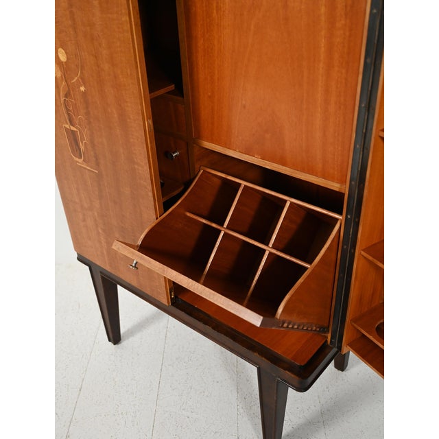 Scandinavian Bar Cabinet with Inlays, 1940s For Sale - Image 11 of 16