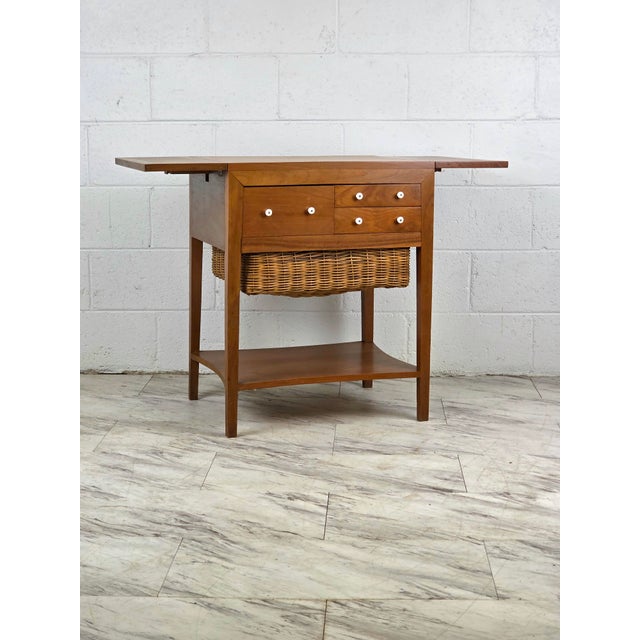 Mid 20th Century Danish Handmade Teak Sewing Table For Sale In Richmond - Image 6 of 14