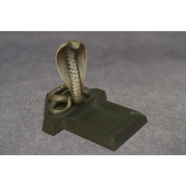 Metal Art Deco Ashtray with Bronze Cobra by André Pichegru, 1930s For Sale - Image 7 of 10