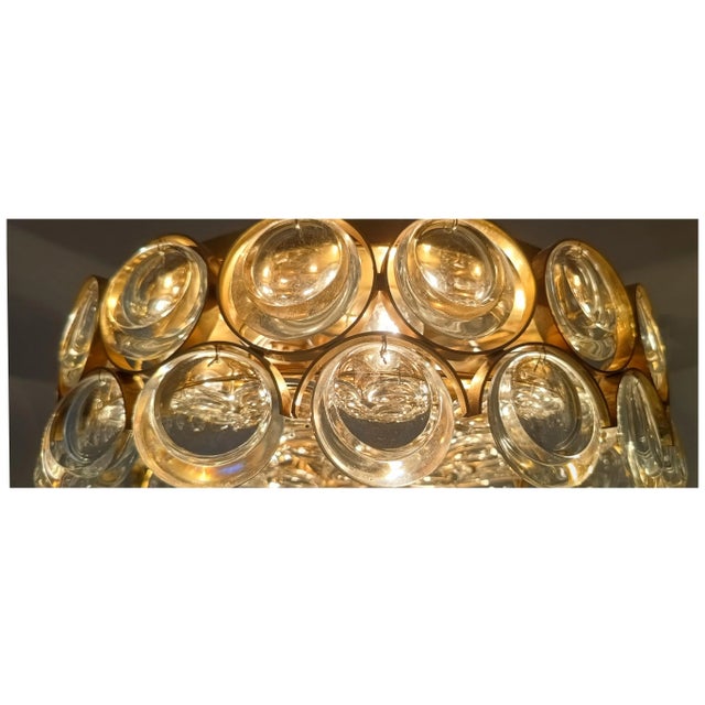 Gold Gilded Brass and Crystal Glass Ceiling Light from Palwa, Germany, 1970s For Sale - Image 8 of 13