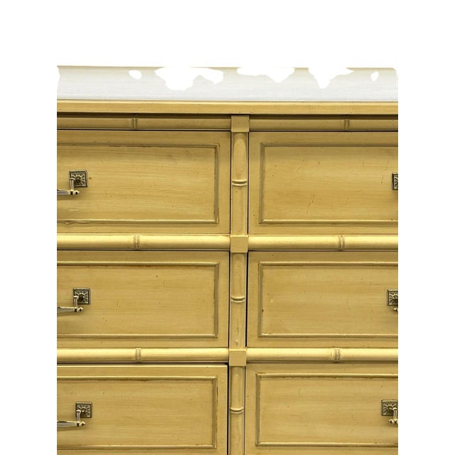 Metal Vintage Henry Link Cream Colored Faux Bamboo Six Drawer Dresser For Sale - Image 7 of 15