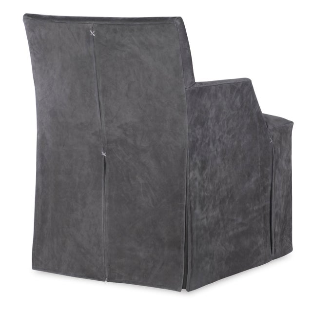 2020s Tara Shaw for Century Furniture Stefano Skirted Chair - Charcoal Suede For Sale - Image 5 of 6