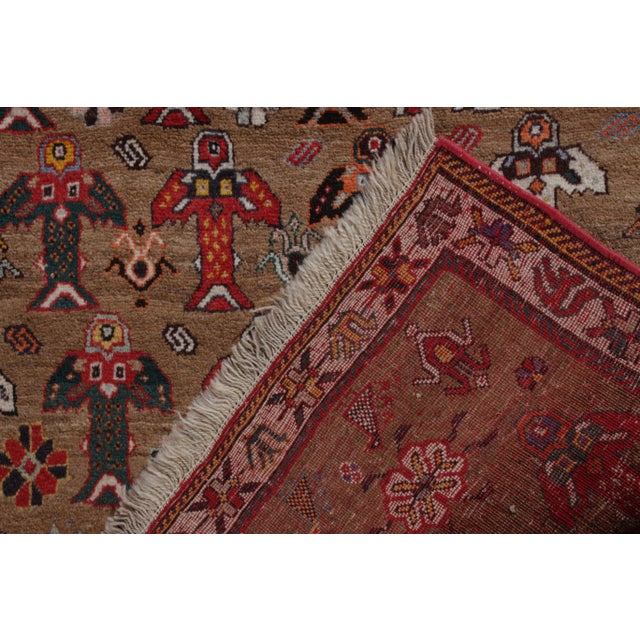 1950s 1950s Hand-Knotted Vintage Persian Gabbeh Rug in Beige-Brown and Red Geometric Pattern For Sale - Image 5 of 5
