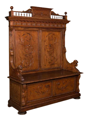 1850s Large Antique Victorian Italian Pine Hall Settle