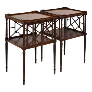 Mid Century Georgian Latticework Faux Bamboo Tray Tables - A Pair For Sale