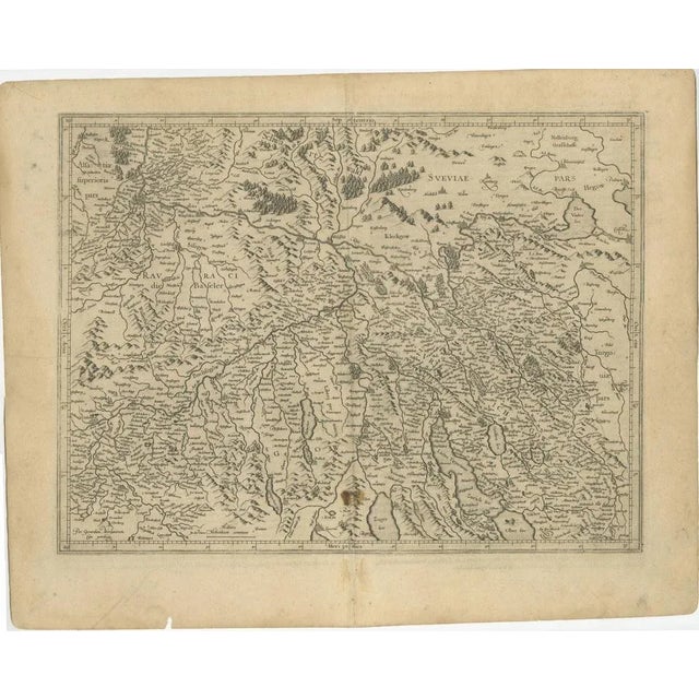 Map of Zurich and Basel Region by Mercator, Uncolored Engraving c.1600 This original uncolored copperplate engraving,...
