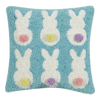 Bunny Backs Hook Pillow, 10" x 10" For Sale