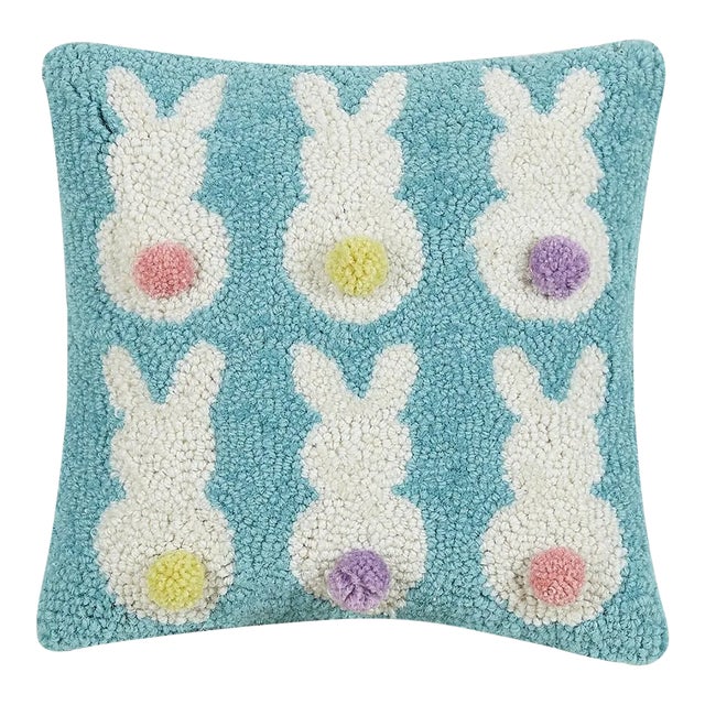 Bunny Backs Hook Pillow, 10" x 10" For Sale