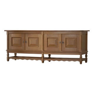 Mid-Century Modern Danish Low Brutalist Sideboard in Oak by Henning Kjærnulf, 1960s For Sale
