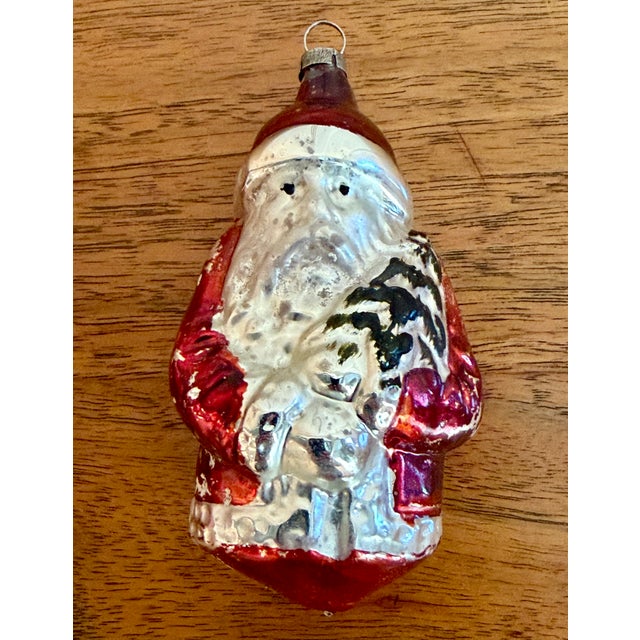 Early 20th Century Antique German Mercury Glass Santa Ornaments, Set of 2 For Sale - Image 5 of 9