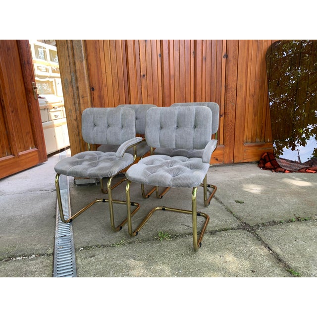 Vintage Italian Dining Chairs in Brass, 1970s, Set of 4 For Sale - Image 9 of 15