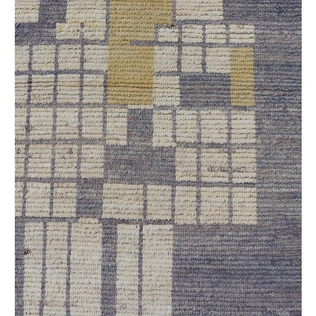 All-Over Modern Design on Cream Background With Lavender and Soft Yellow Design 3'2 X 13'0 For Sale - Image 10 of 10