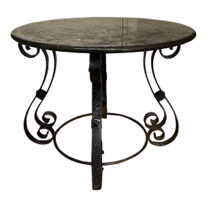 Wrought Iron Table With Round Marble Top