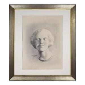 Vintage Art Deco Graphite Portrait Drawing of a Woman by Illustrator William B Pattengill 1934
