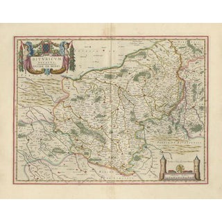 Antique Map of Berry, Bourges and Sancerre from Blaeu, France, 1642 For Sale
