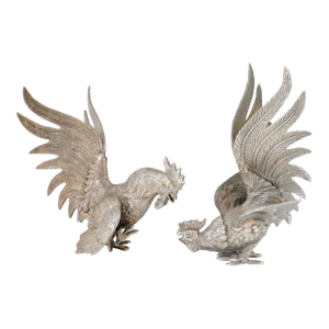 French Fighting Bird Table Ornaments, Set of 2