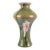 Vintage Murano Large Pink Flowers on Green Opalescent Chalcedony Technique Italian Art Glass Decorative Vase For Sale